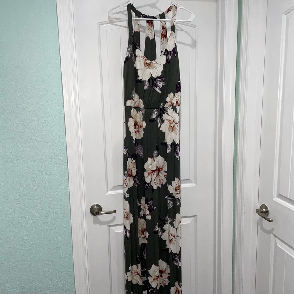 Green floral maxi dress